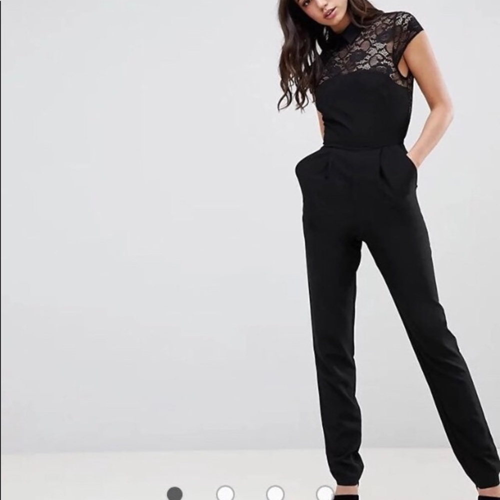 Black lace collared tall ASOS design jumpsuit